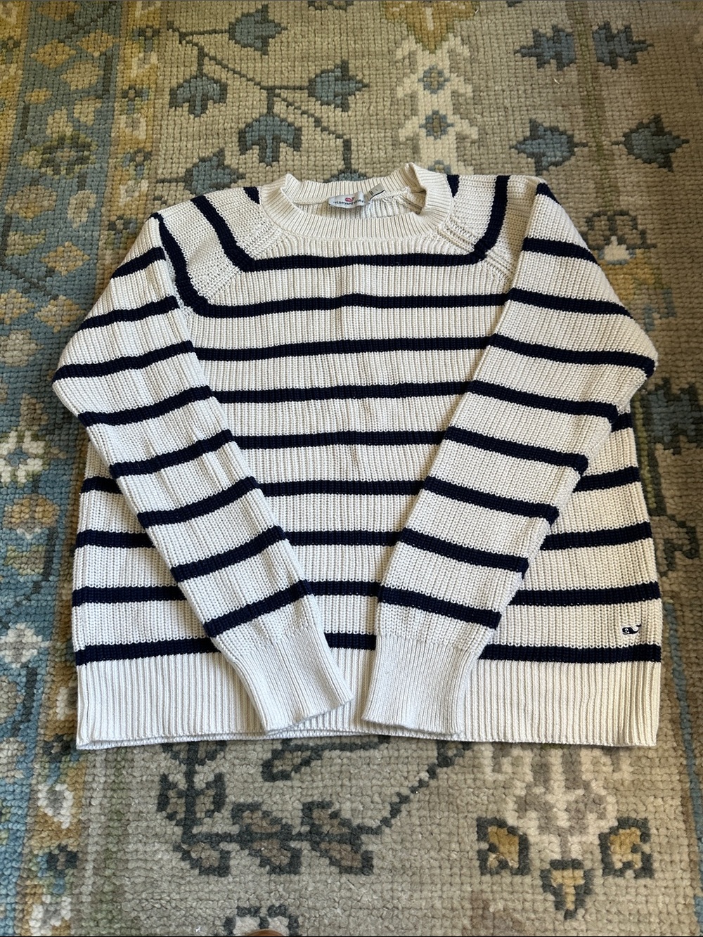 Striped Crewneck Sweater - White & Navy VINEYARD VINES